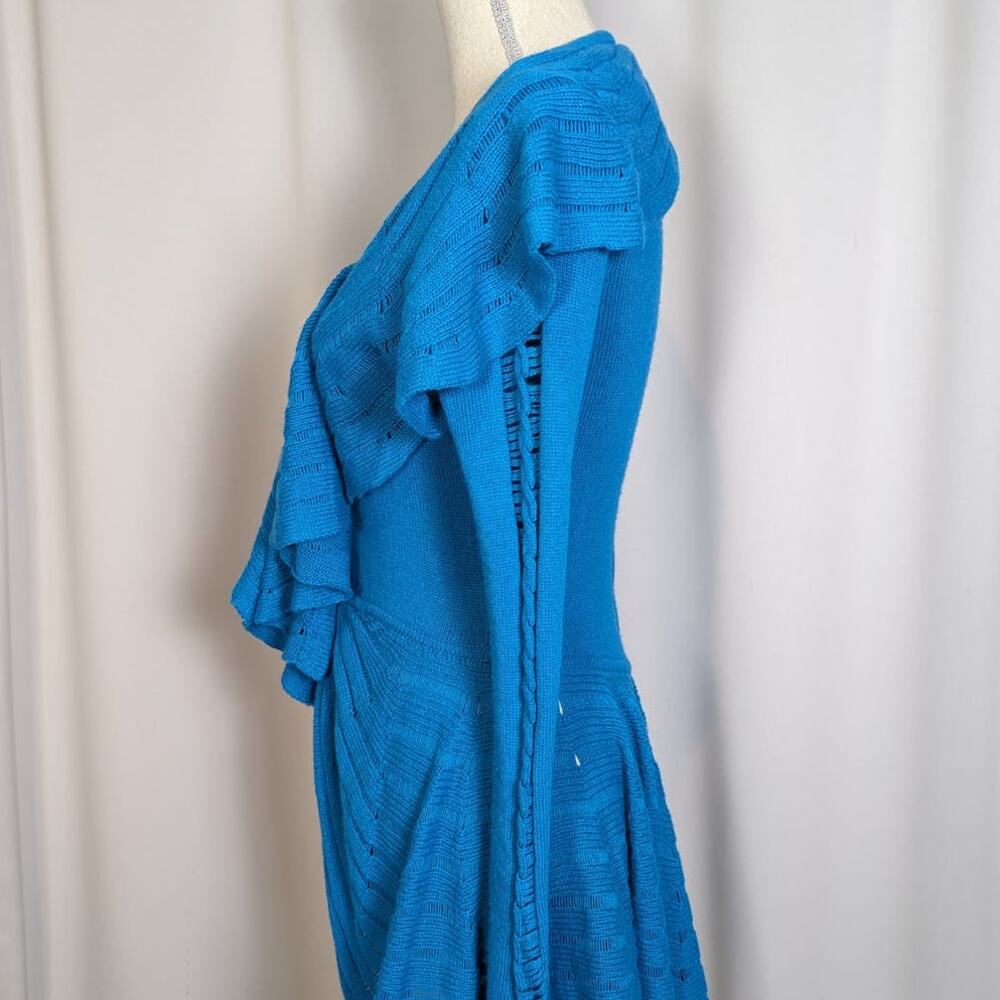 Blue Ruffled Women's Sweater - Picture 14 of 16